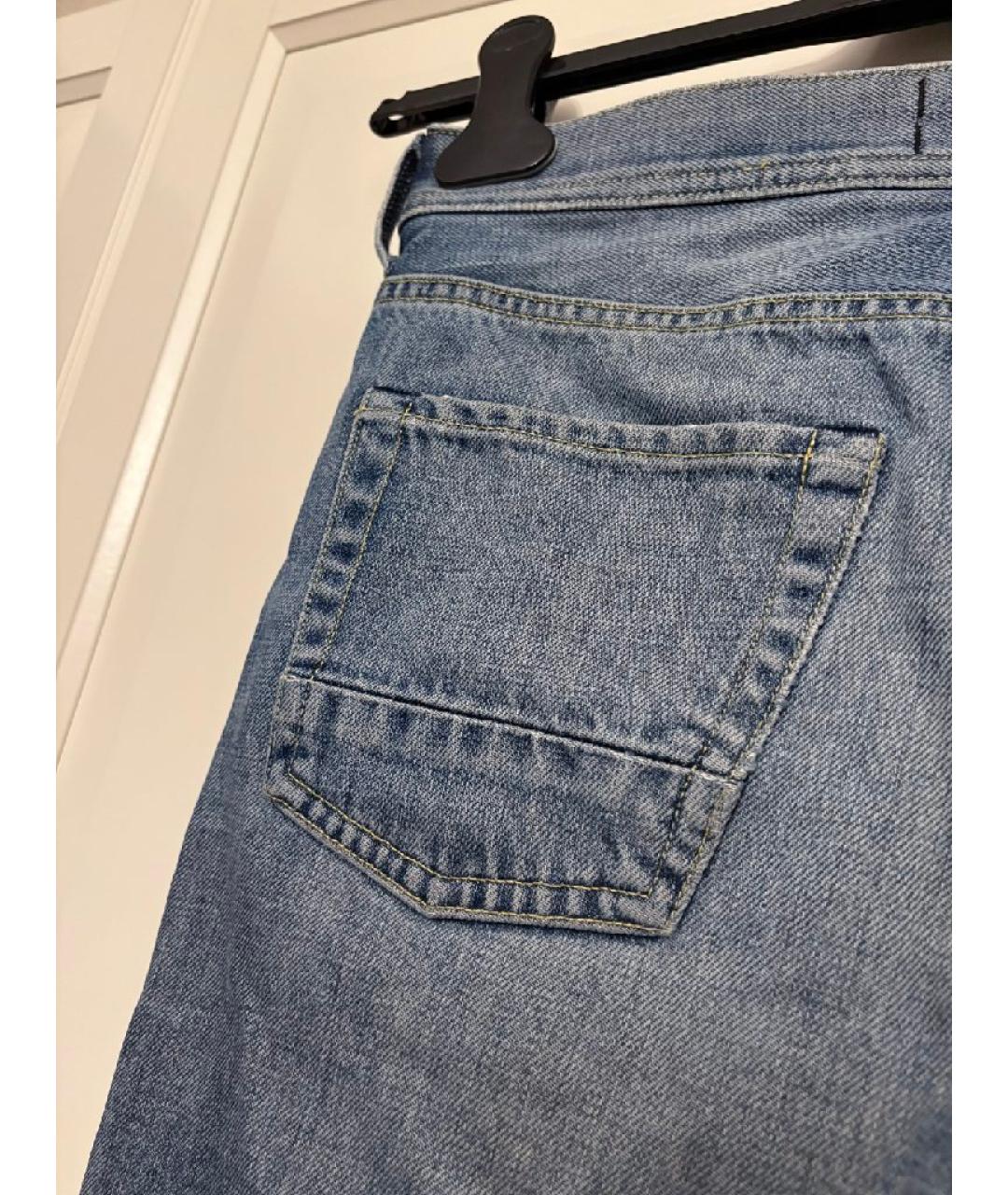 STONE ISLAND Синие хлопковые прямые джинсы, фото 3