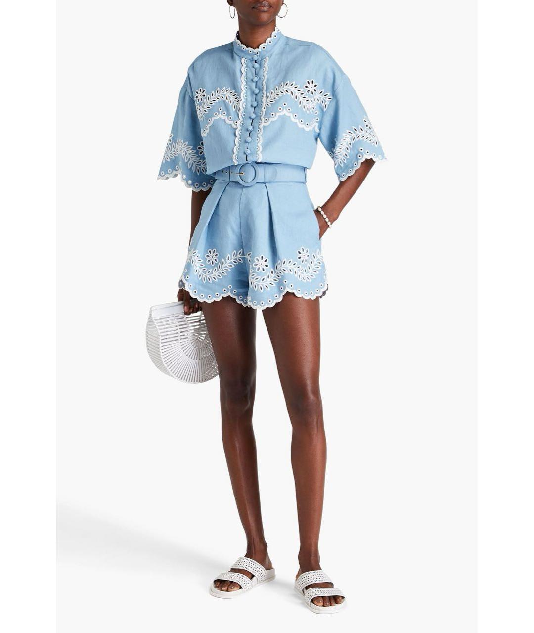 ZIMMERMANN Голубой хлопковый костюм с брюками, фото 3