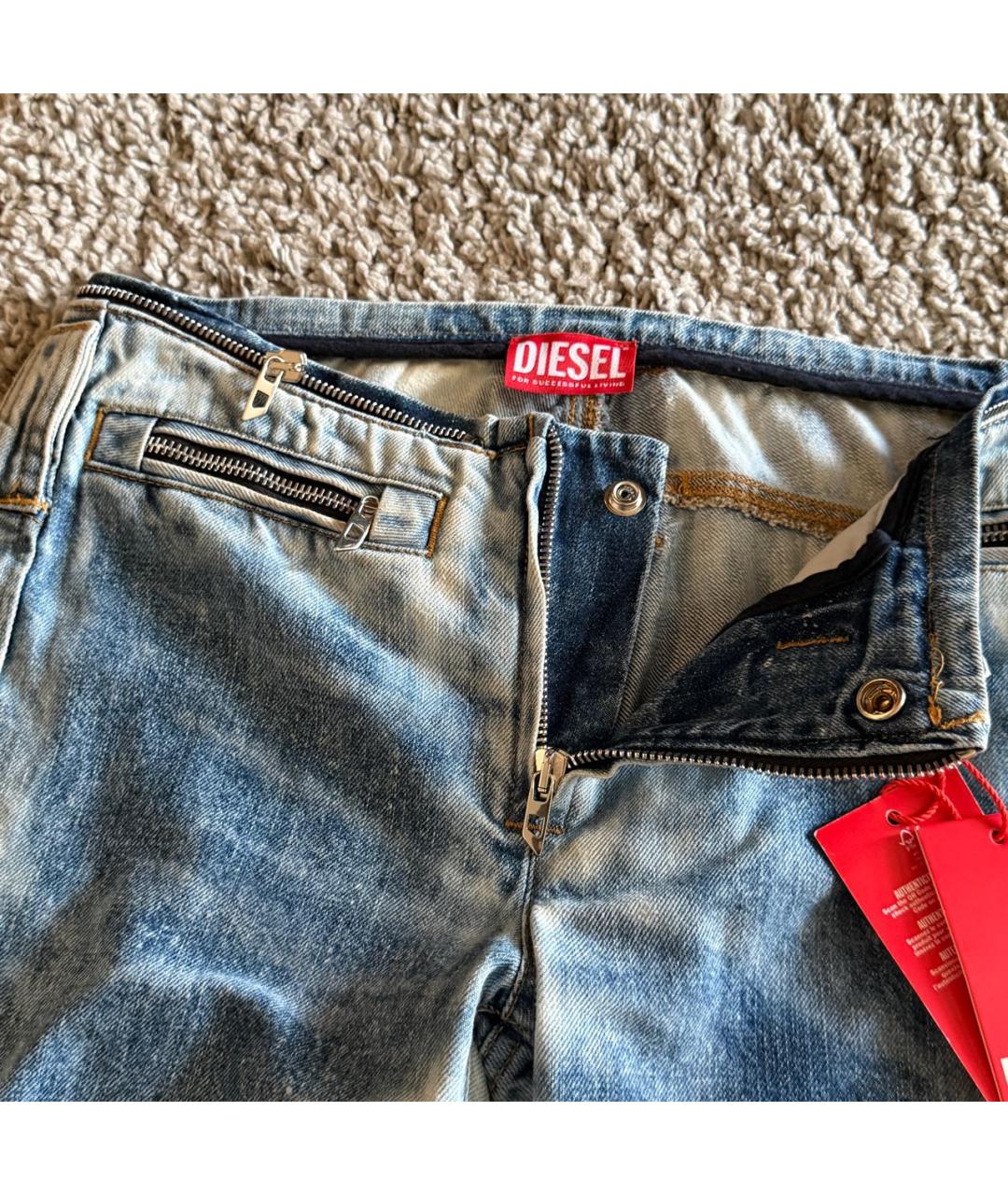 DIESEL Голубые хлопковые джинсы клеш, фото 3