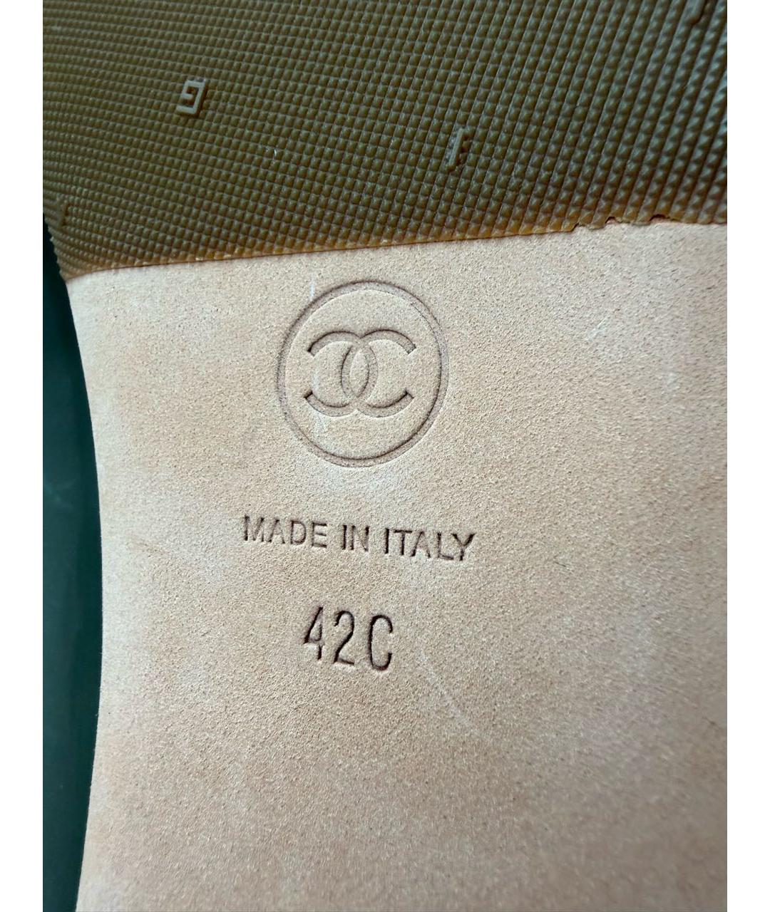 CHANEL Хаки балетки из лакированной кожи, фото 6