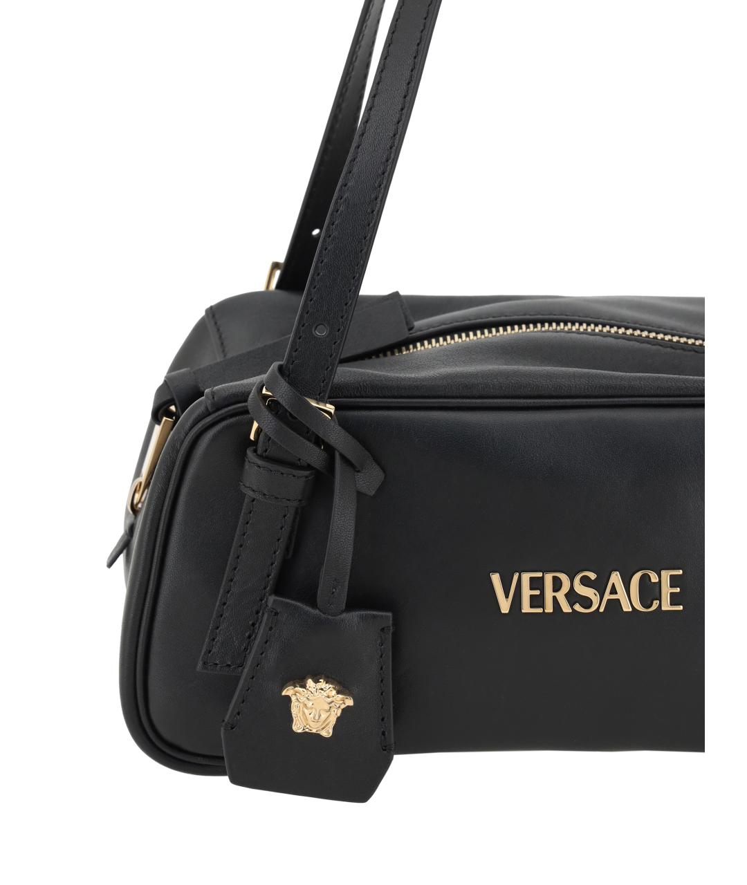 VERSACE Черная кожаная сумка через плечо, фото 4