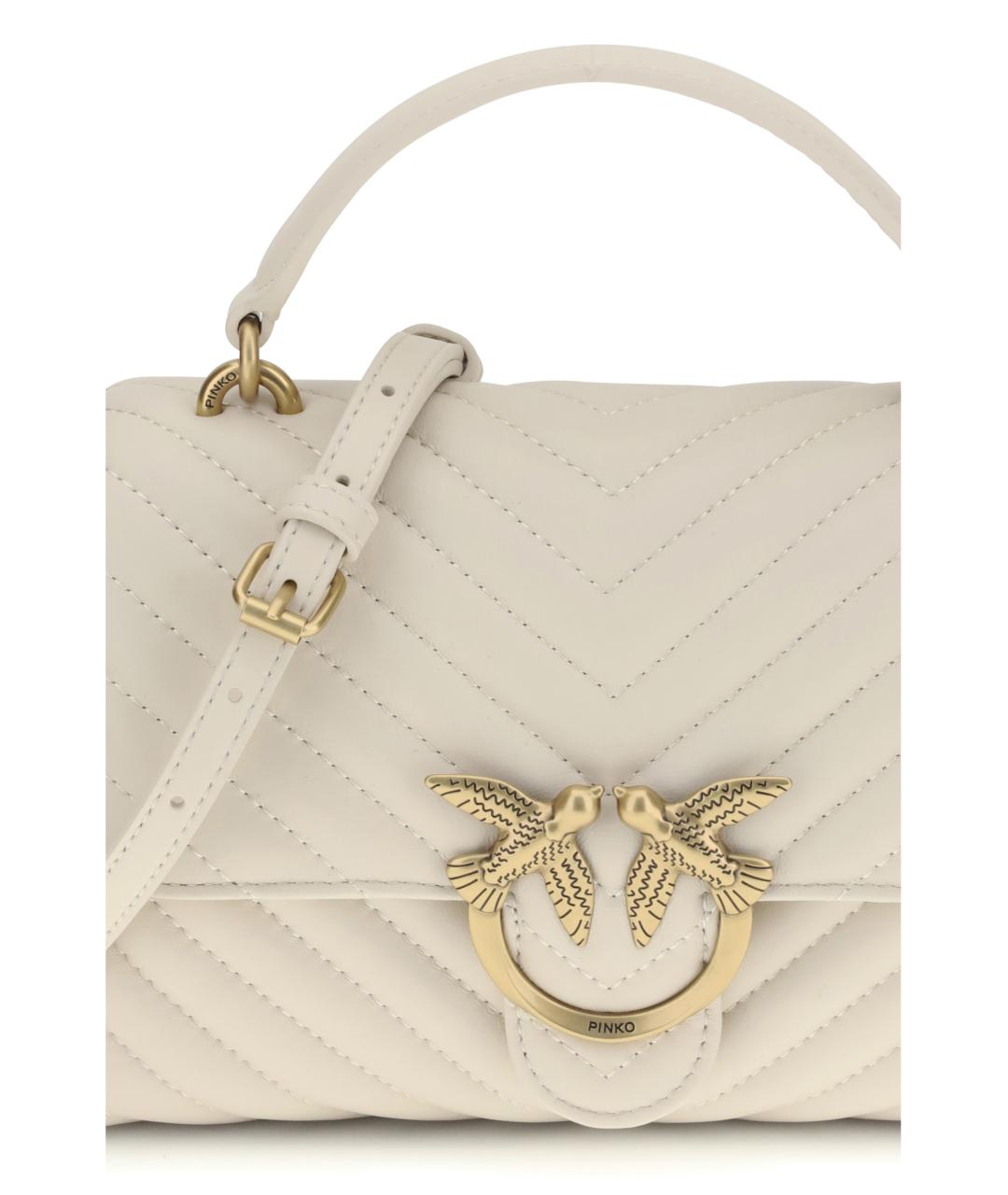 PINKO Белая кожаная сумка через плечо, фото 4
