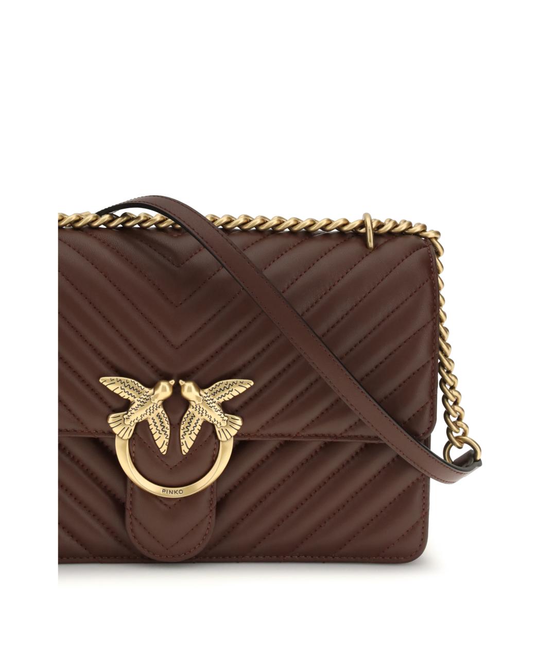 PINKO Бордовая кожаная сумка через плечо, фото 4