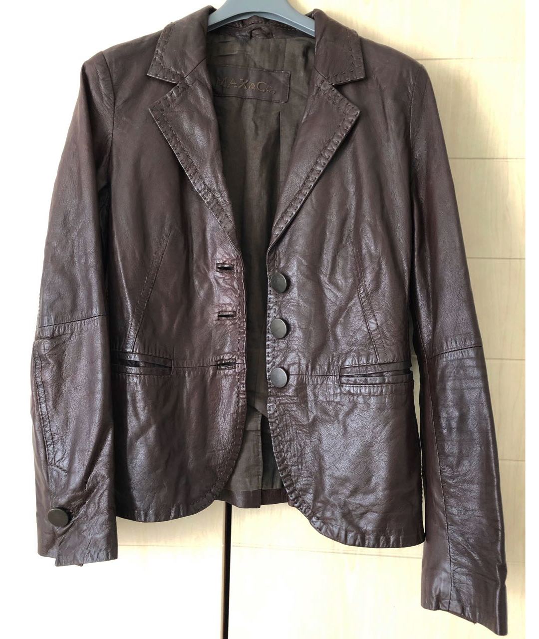MAX&MOI Коричневый кожаный жакет/пиджак, фото 5