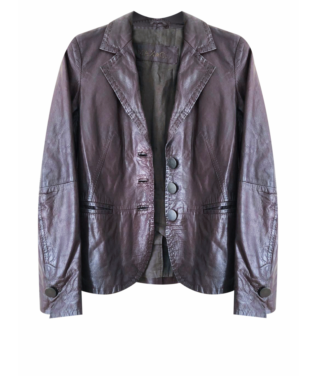 MAX&MOI Коричневый кожаный жакет/пиджак, фото 1