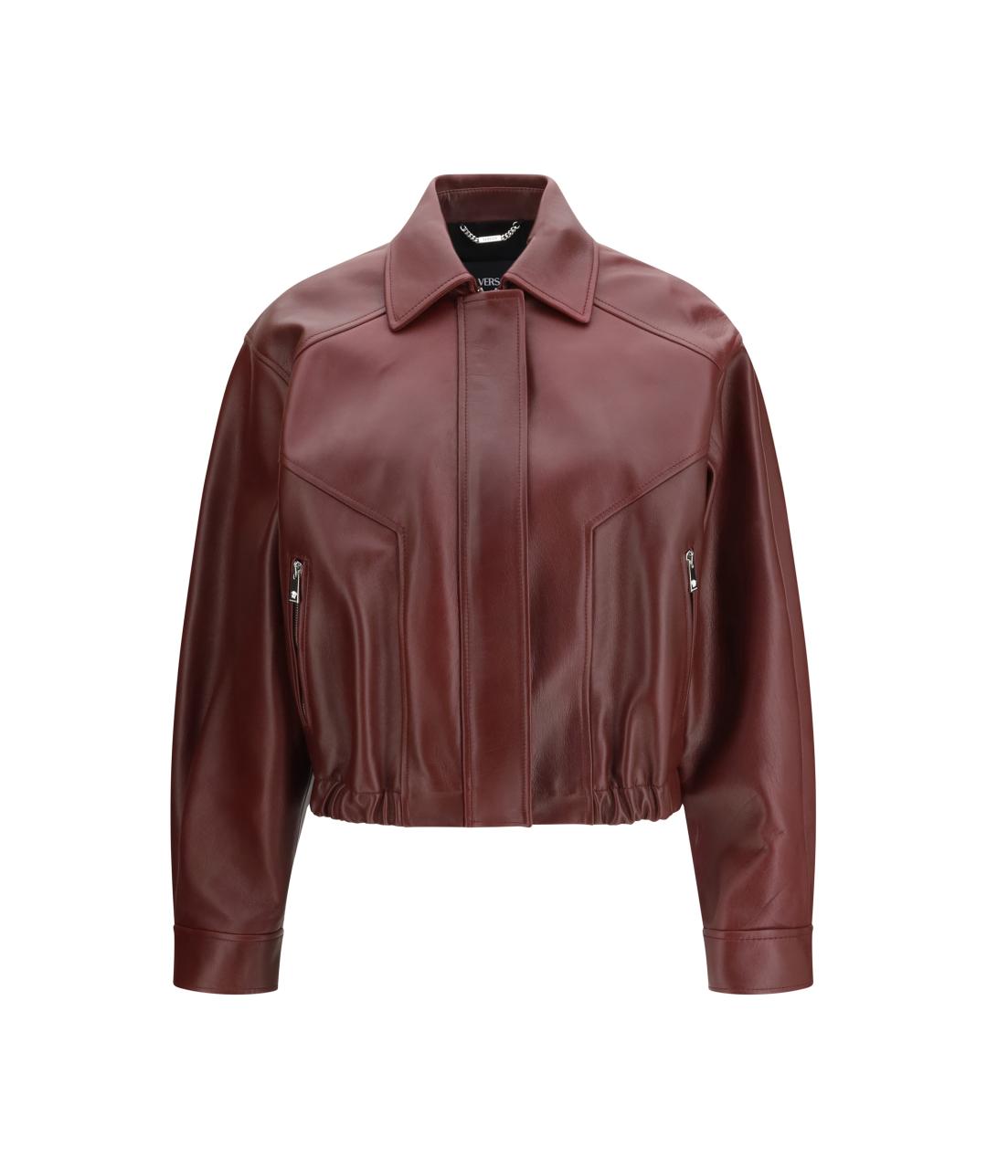 VERSACE Бордовая кожаная куртка, фото 1