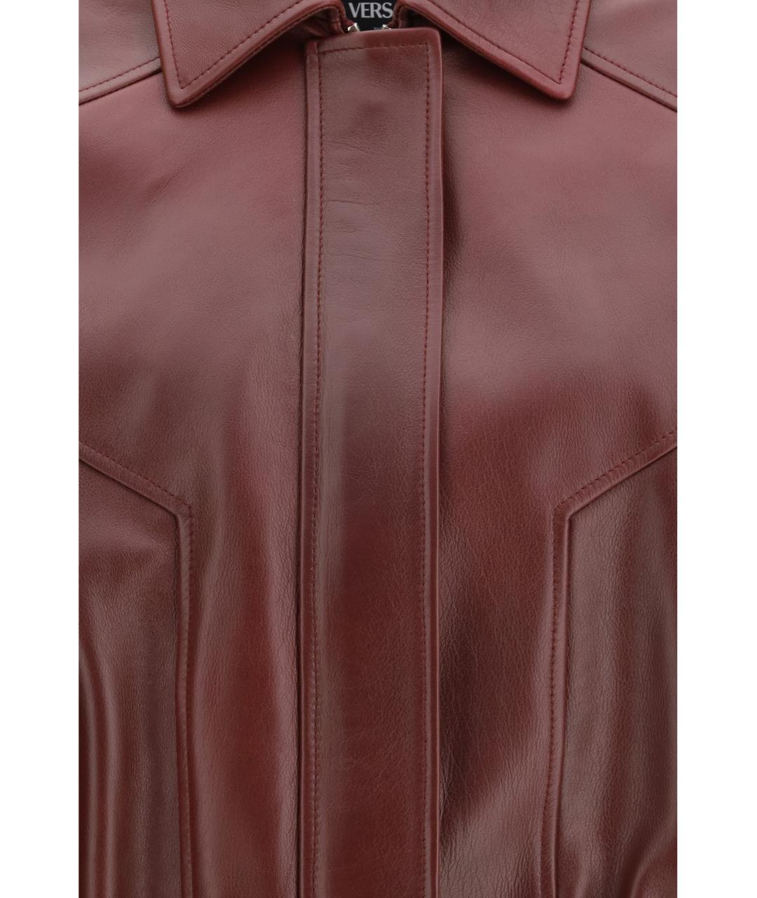 VERSACE Бордовая кожаная куртка, фото 3