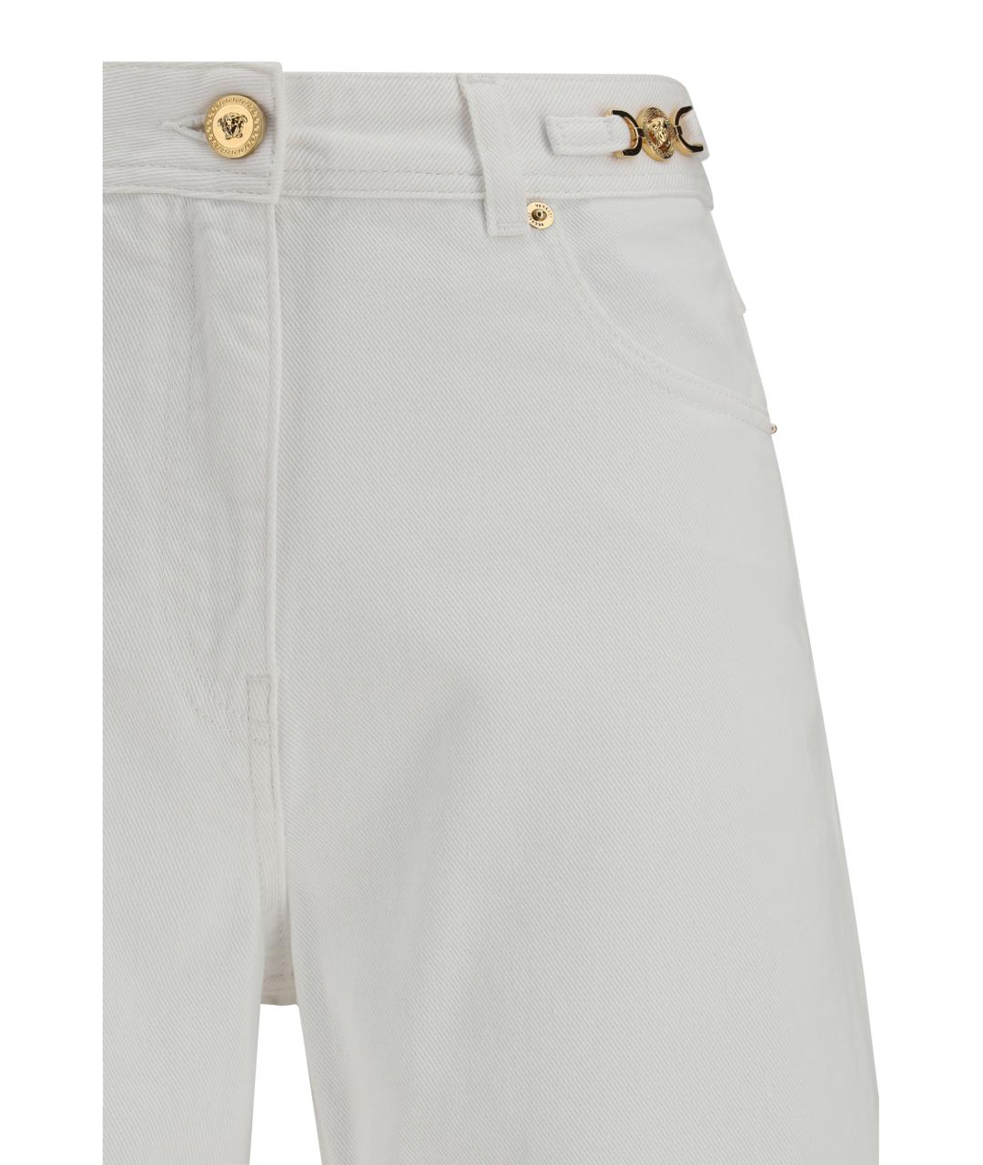 VERSACE Белые хлопковые прямые джинсы, фото 3