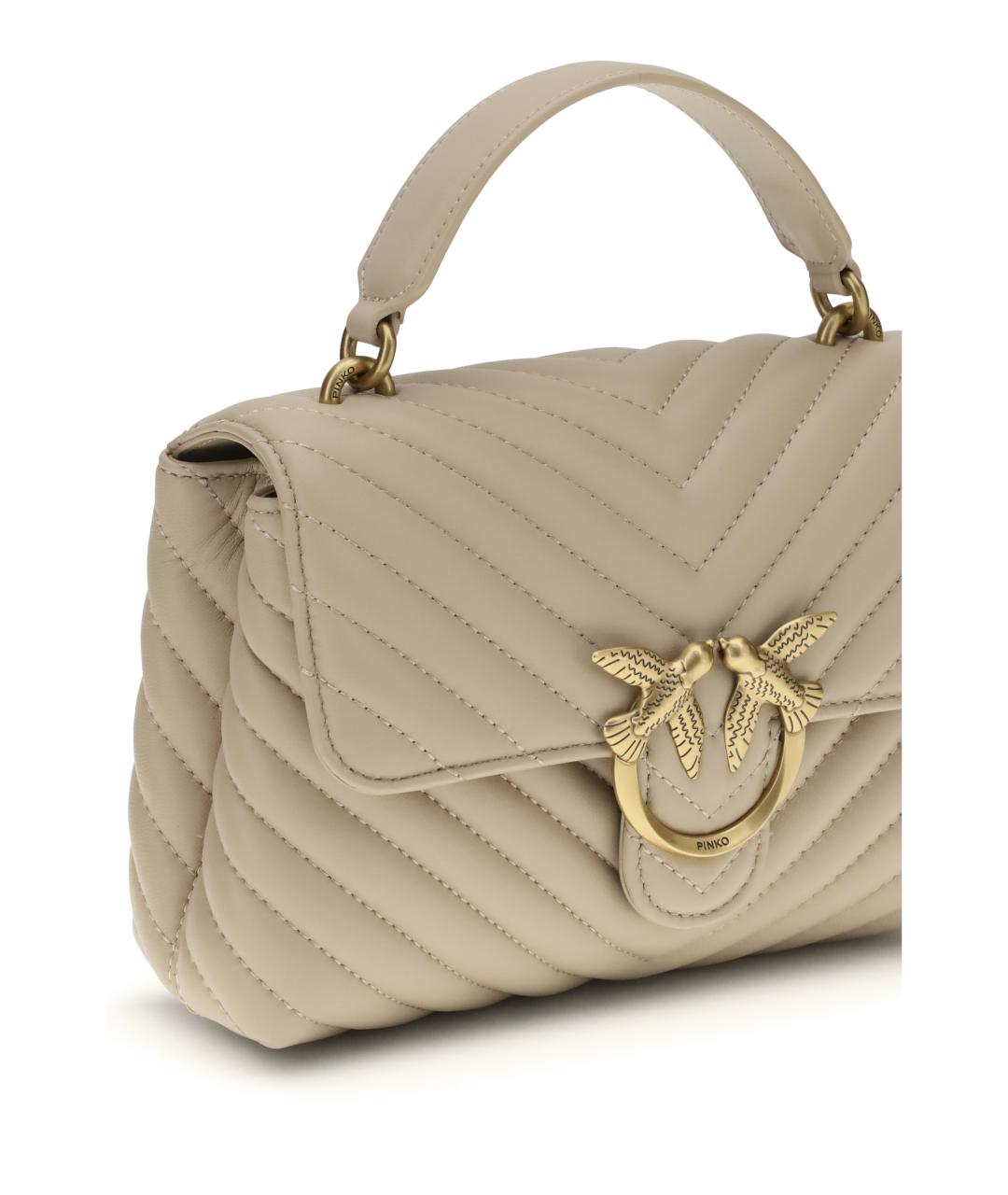 PINKO Бежевая кожаная сумка через плечо, фото 4