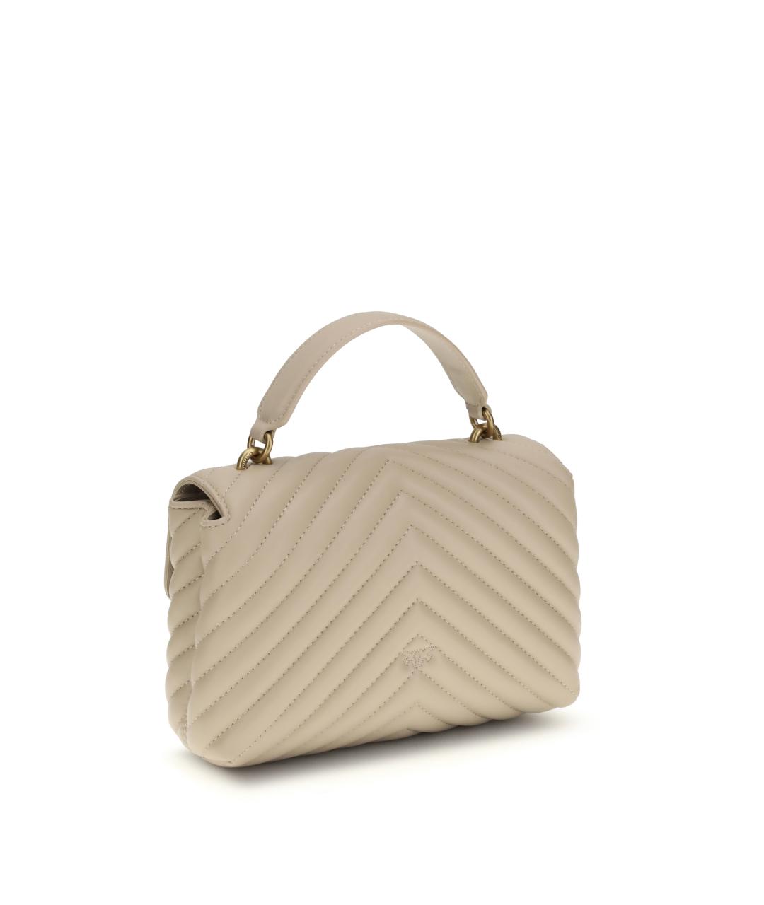 PINKO Бежевая кожаная сумка через плечо, фото 3