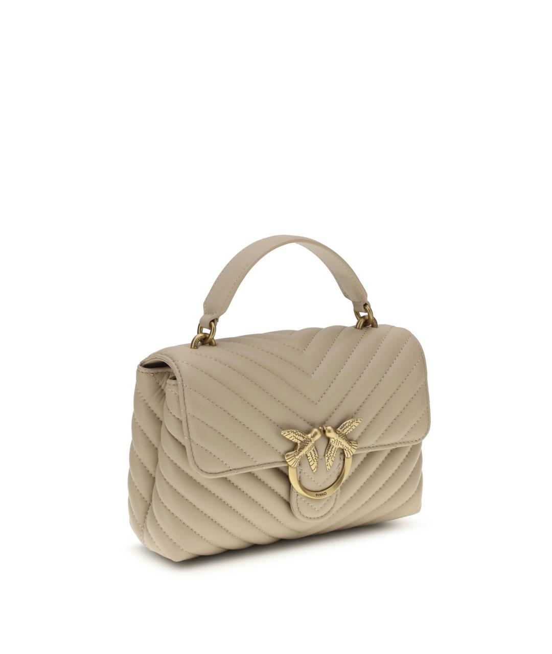 PINKO Бежевая кожаная сумка через плечо, фото 2