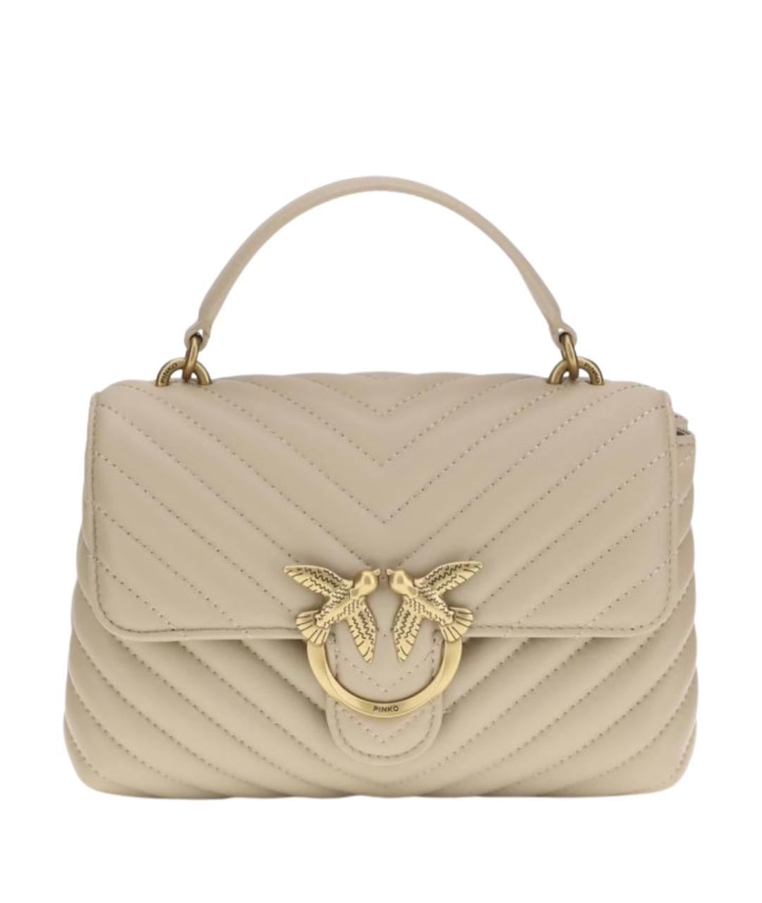 PINKO Бежевая кожаная сумка через плечо, фото 1