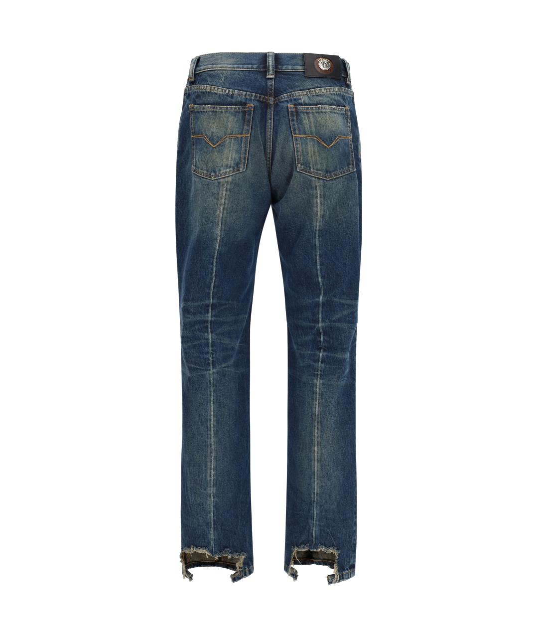 VERSACE Синие хлопковые прямые джинсы, фото 2