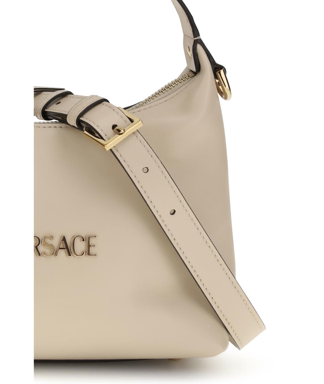 VERSACE Бежевая кожаная сумка через плечо, фото 4