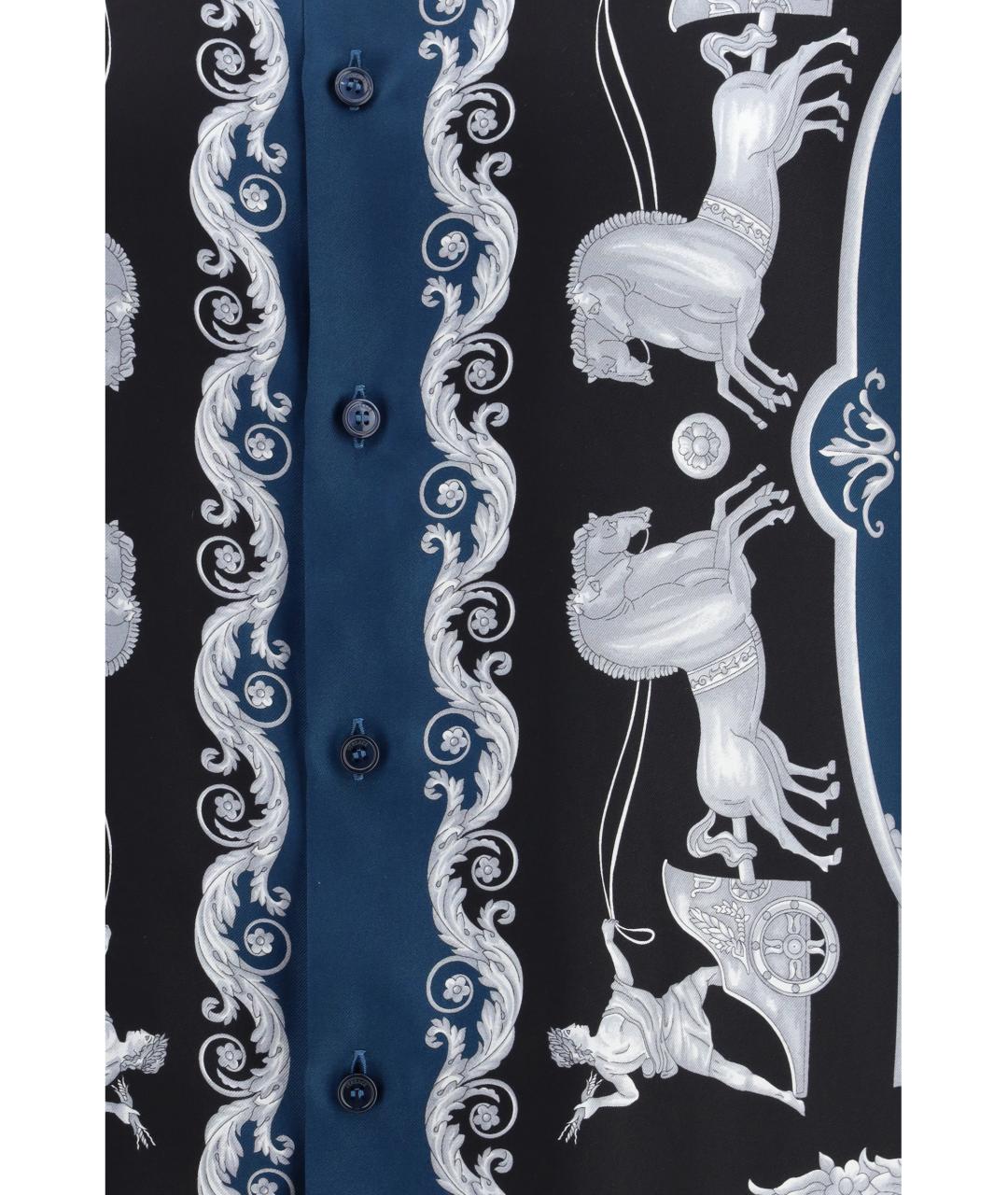 VERSACE Синяя шелковая кэжуал рубашка, фото 3
