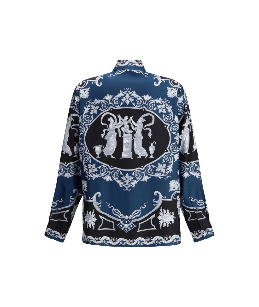 VERSACE Синяя шелковая кэжуал рубашка, фото 2