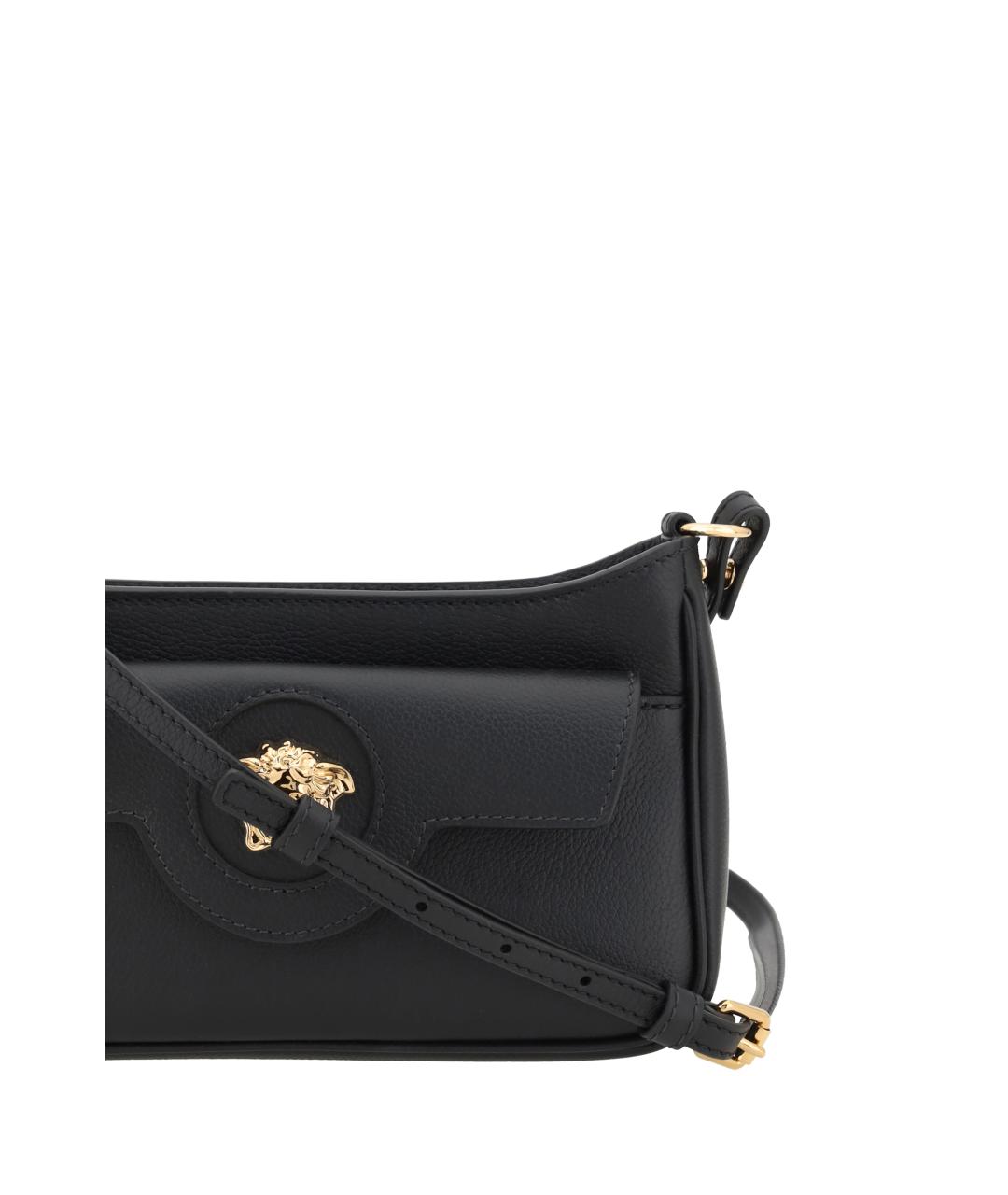 VERSACE Черная кожаная сумка через плечо, фото 4