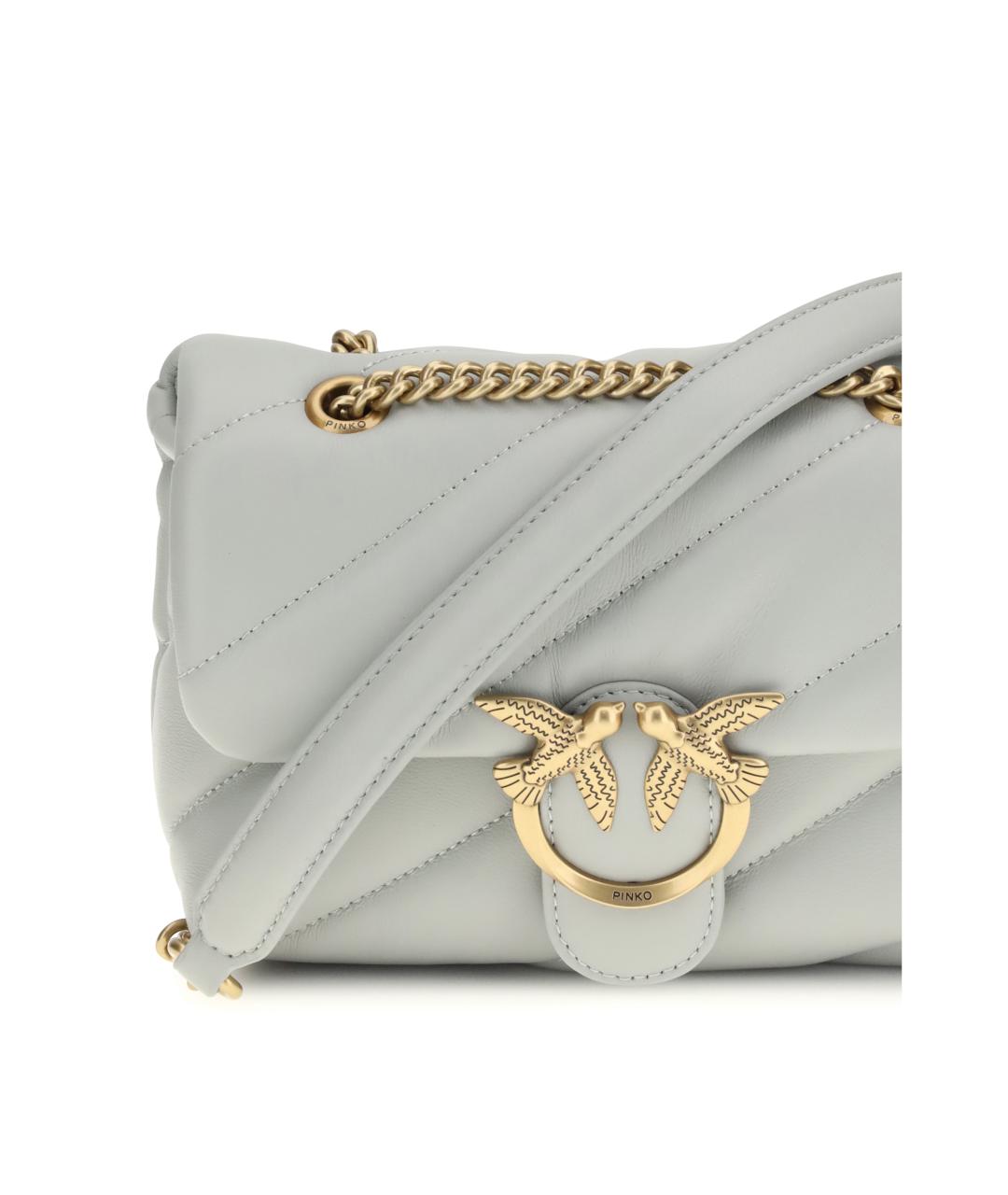 PINKO Серая кожаная сумка через плечо, фото 4