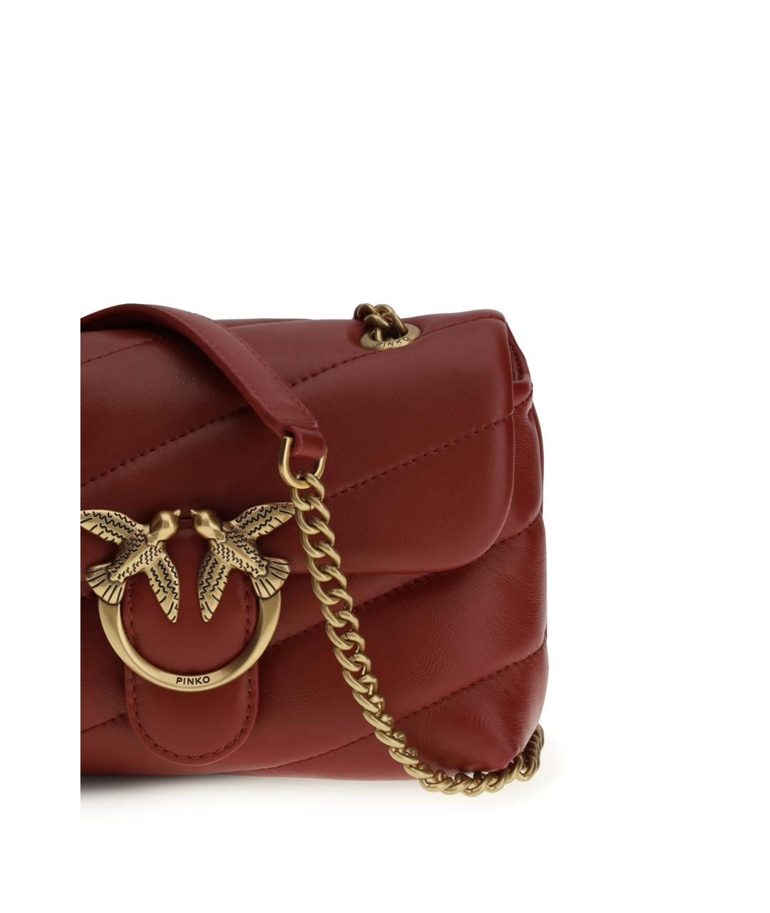 PINKO Бордовая кожаная сумка через плечо, фото 4