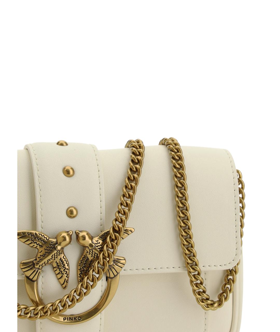 PINKO Белая кожаная сумка через плечо, фото 4