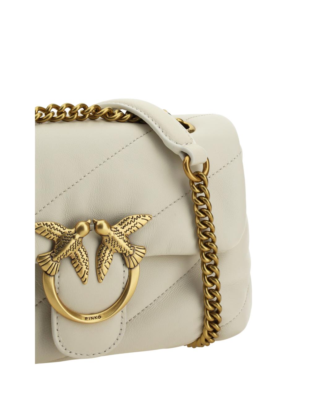 PINKO Белая кожаная сумка через плечо, фото 4
