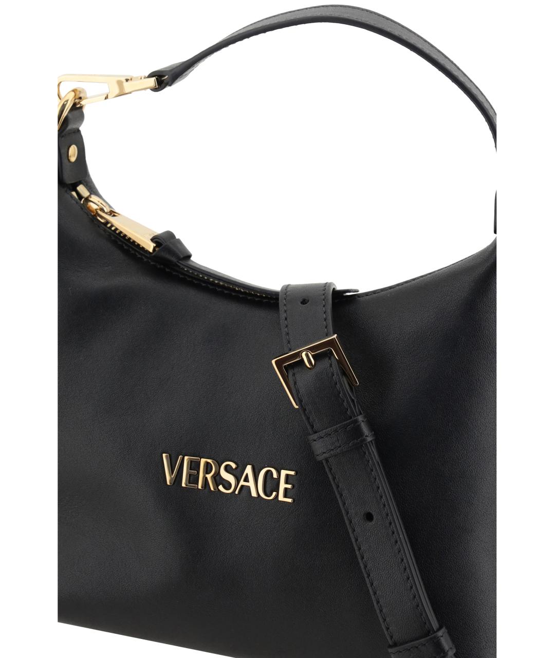 VERSACE Черная кожаная сумка через плечо, фото 4