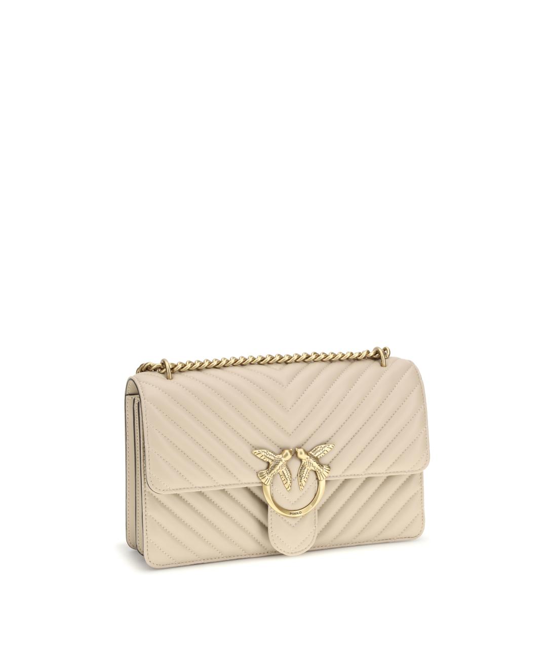 PINKO Бежевая кожаная сумка через плечо, фото 2