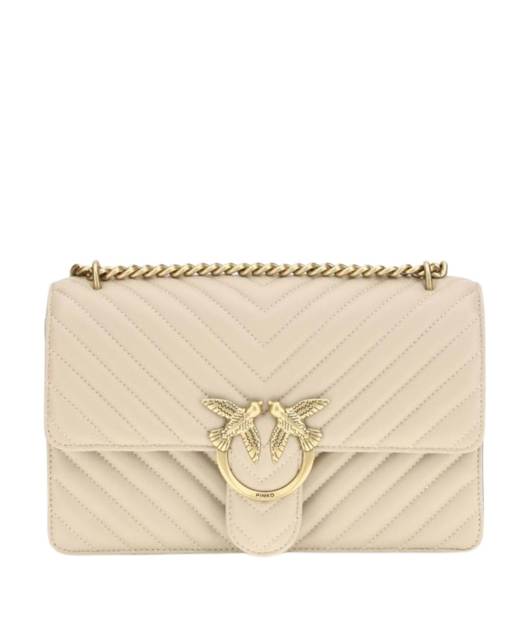 PINKO Бежевая кожаная сумка через плечо, фото 1