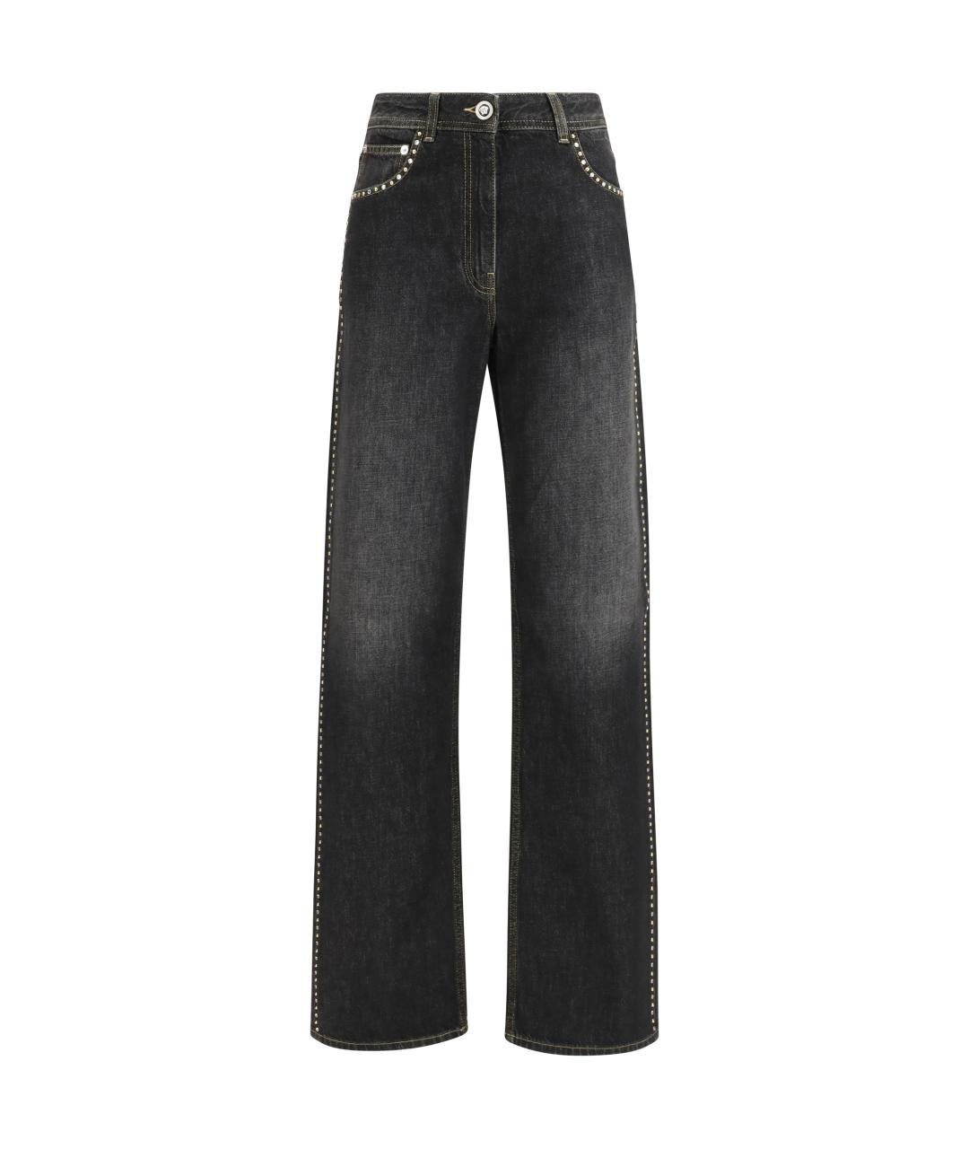 VERSACE Черные хлопковые прямые джинсы, фото 1