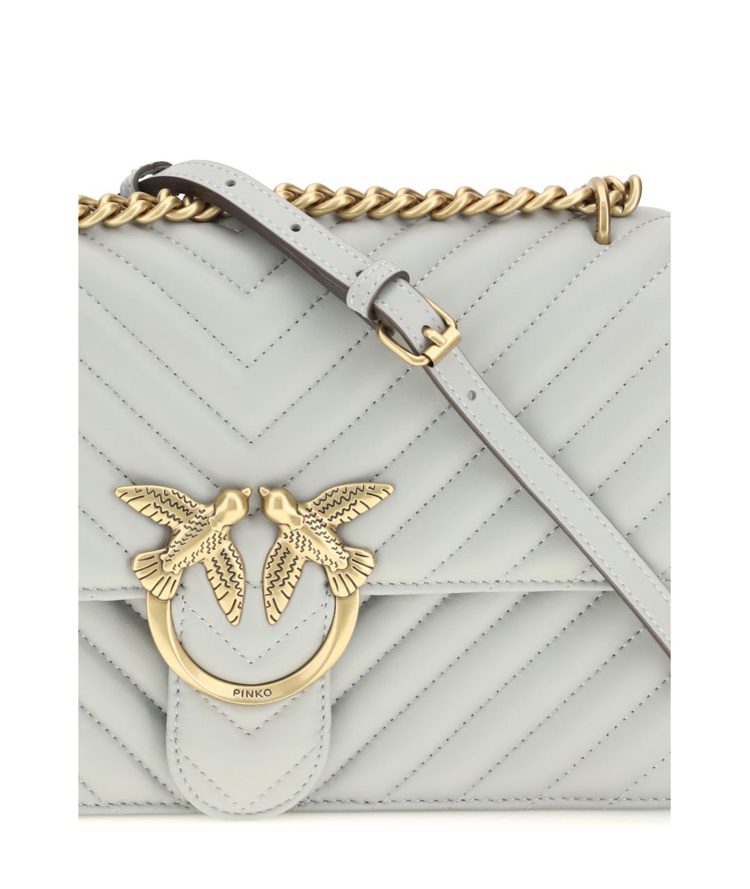 PINKO Серая кожаная сумка через плечо, фото 4