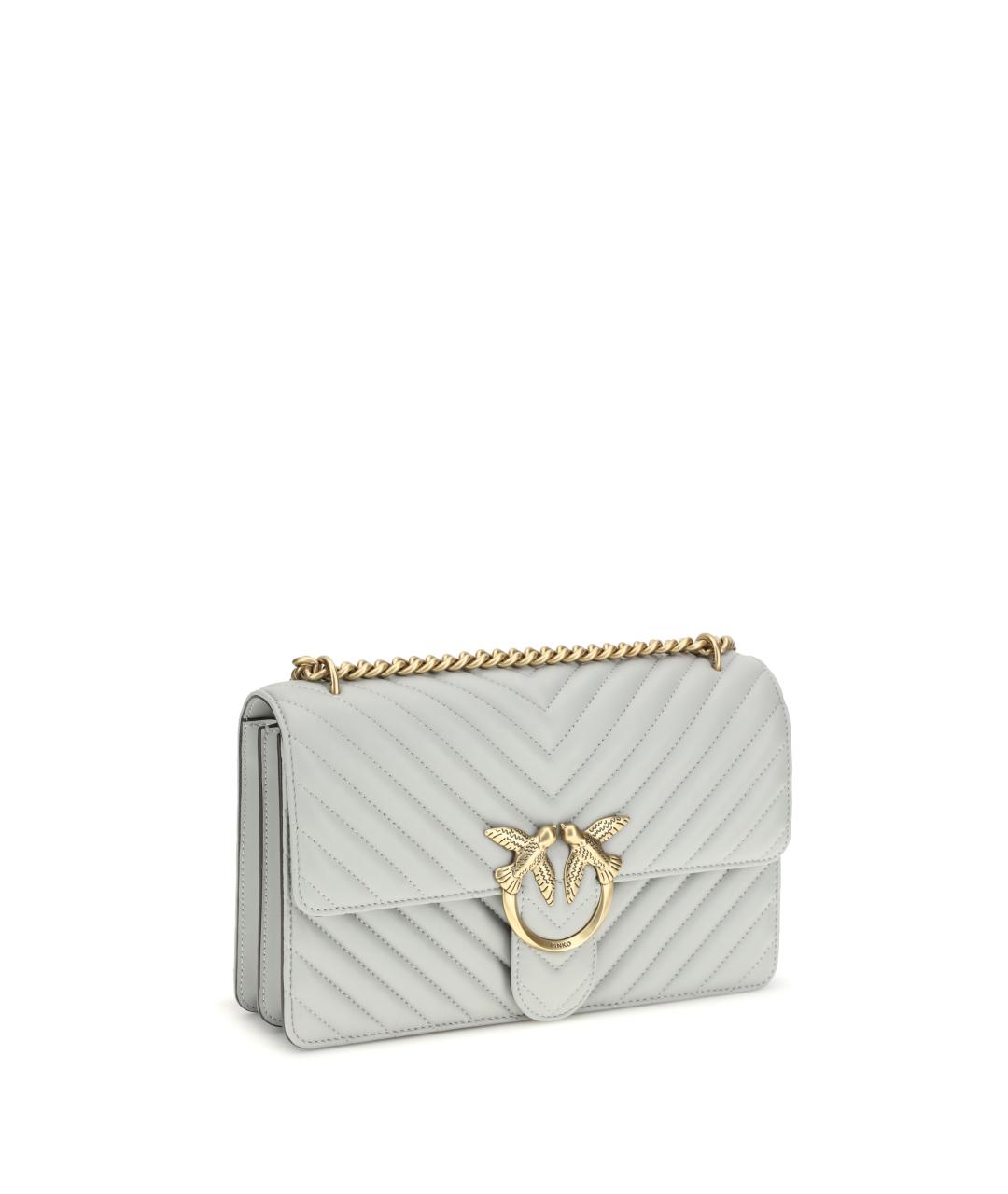 PINKO Серая кожаная сумка через плечо, фото 2