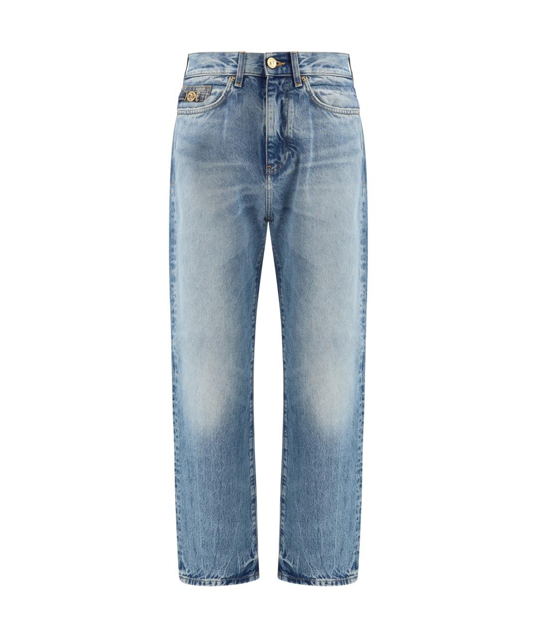 VERSACE Голубые хлопковые прямые джинсы, фото 1