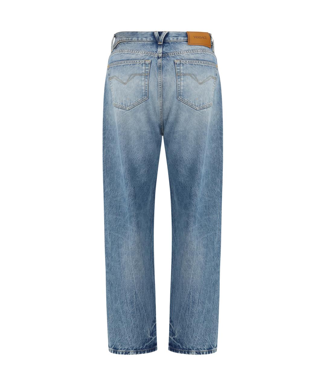 VERSACE Голубые хлопковые прямые джинсы, фото 2