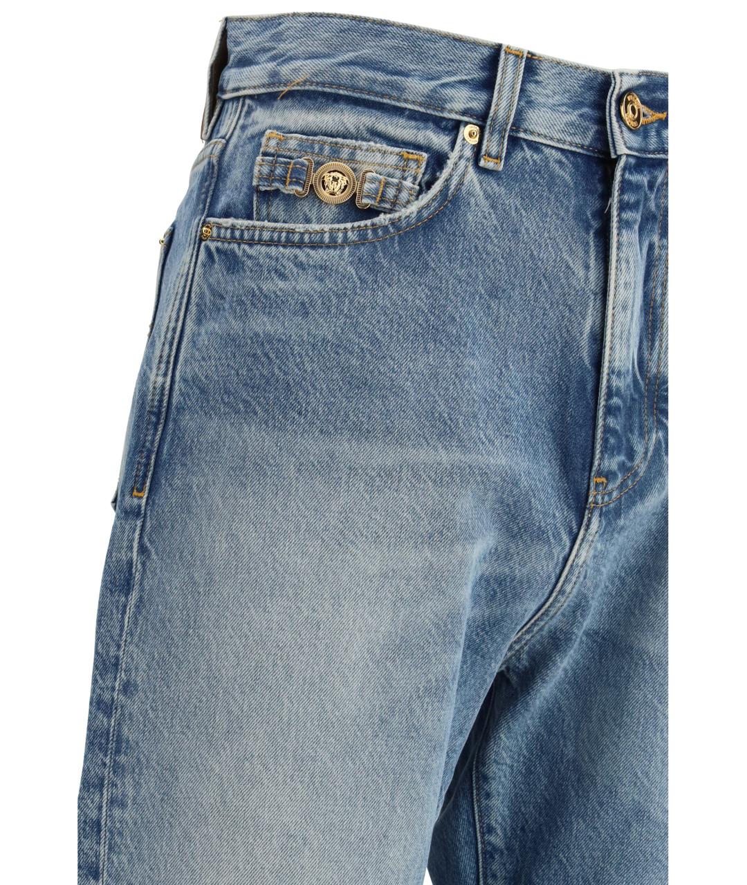 VERSACE Голубые хлопковые прямые джинсы, фото 3