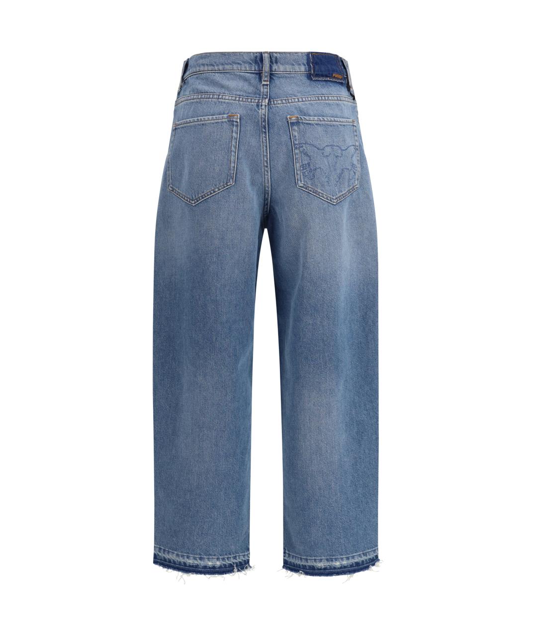 PINKO Синие хлопковые прямые джинсы, фото 2