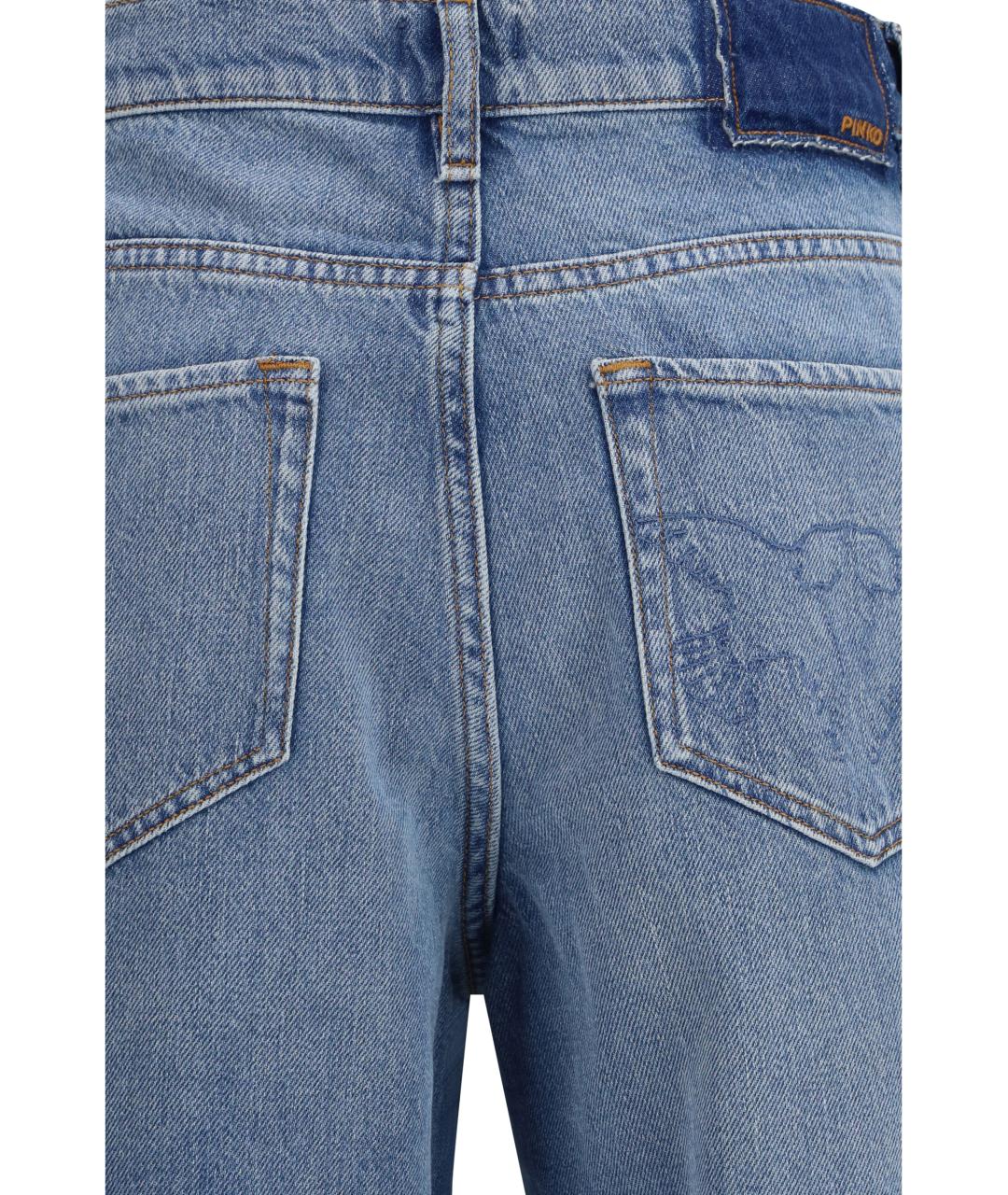 PINKO Синие хлопковые прямые джинсы, фото 3