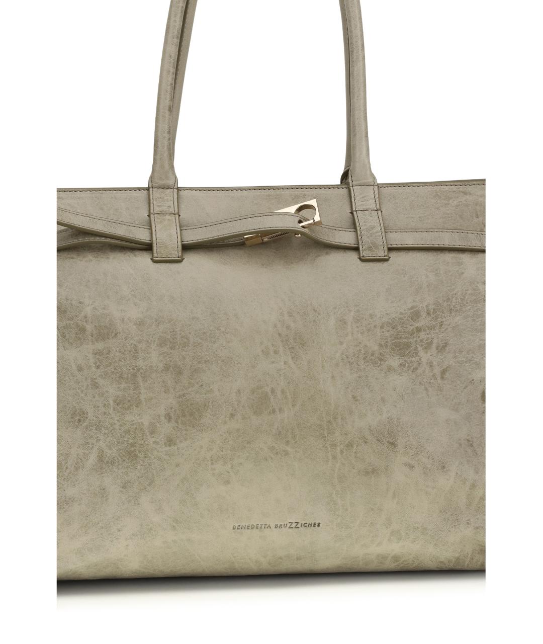 BENEDETTA BRUZZICHES Бежевая кожаная сумка тоут, фото 4
