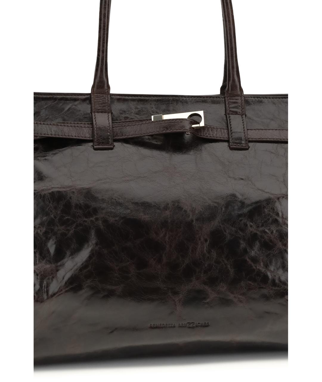BENEDETTA BRUZZICHES Коричневая кожаная сумка тоут, фото 4