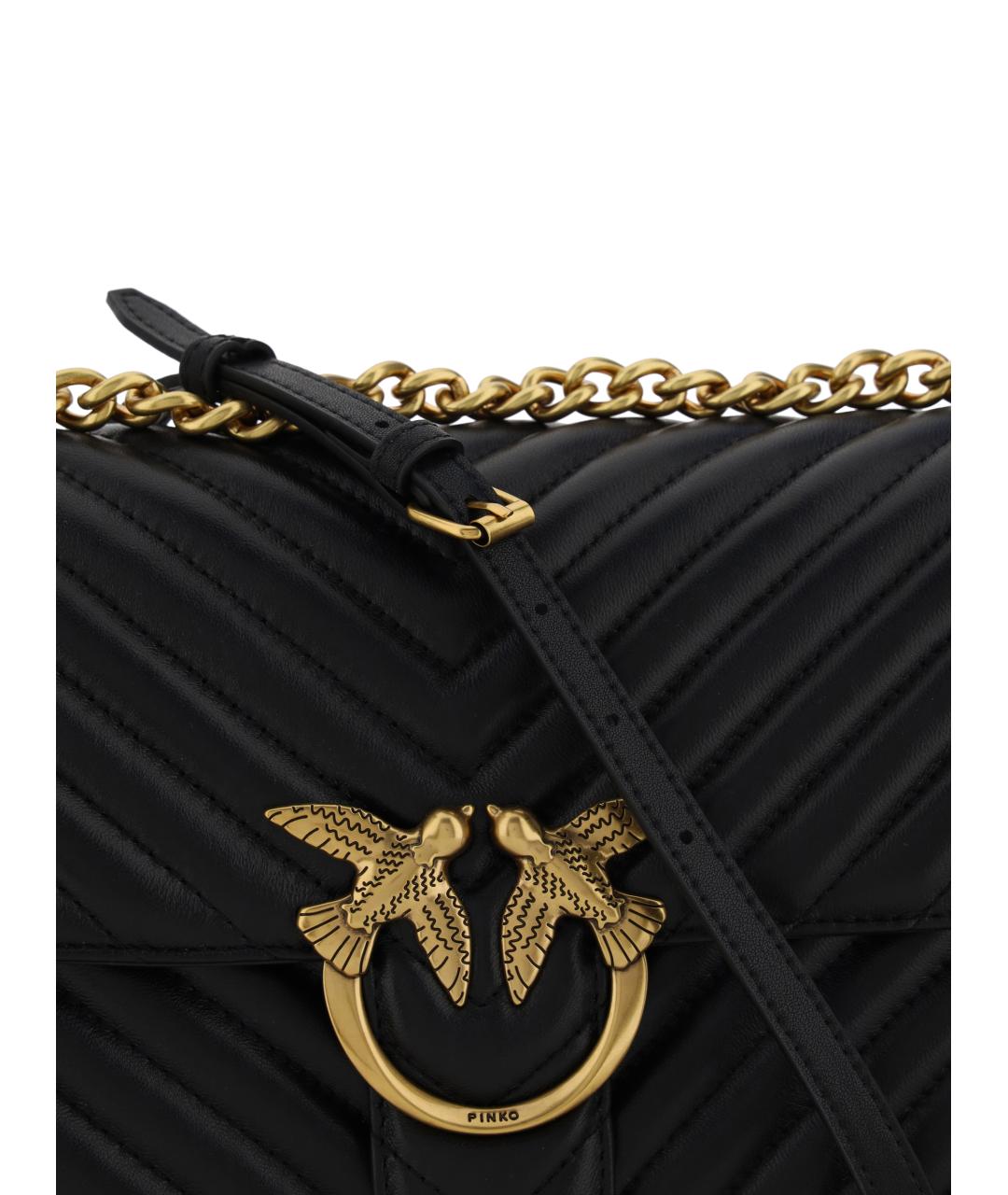 PINKO Черная кожаная сумка через плечо, фото 4