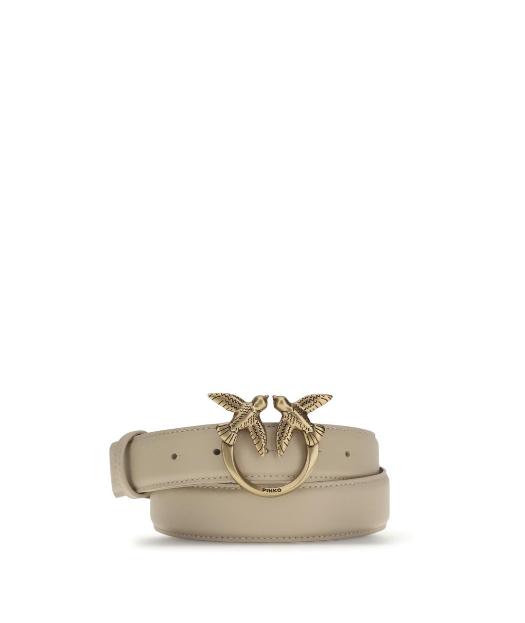 PINKO Бежевый кожаный ремень, фото 1