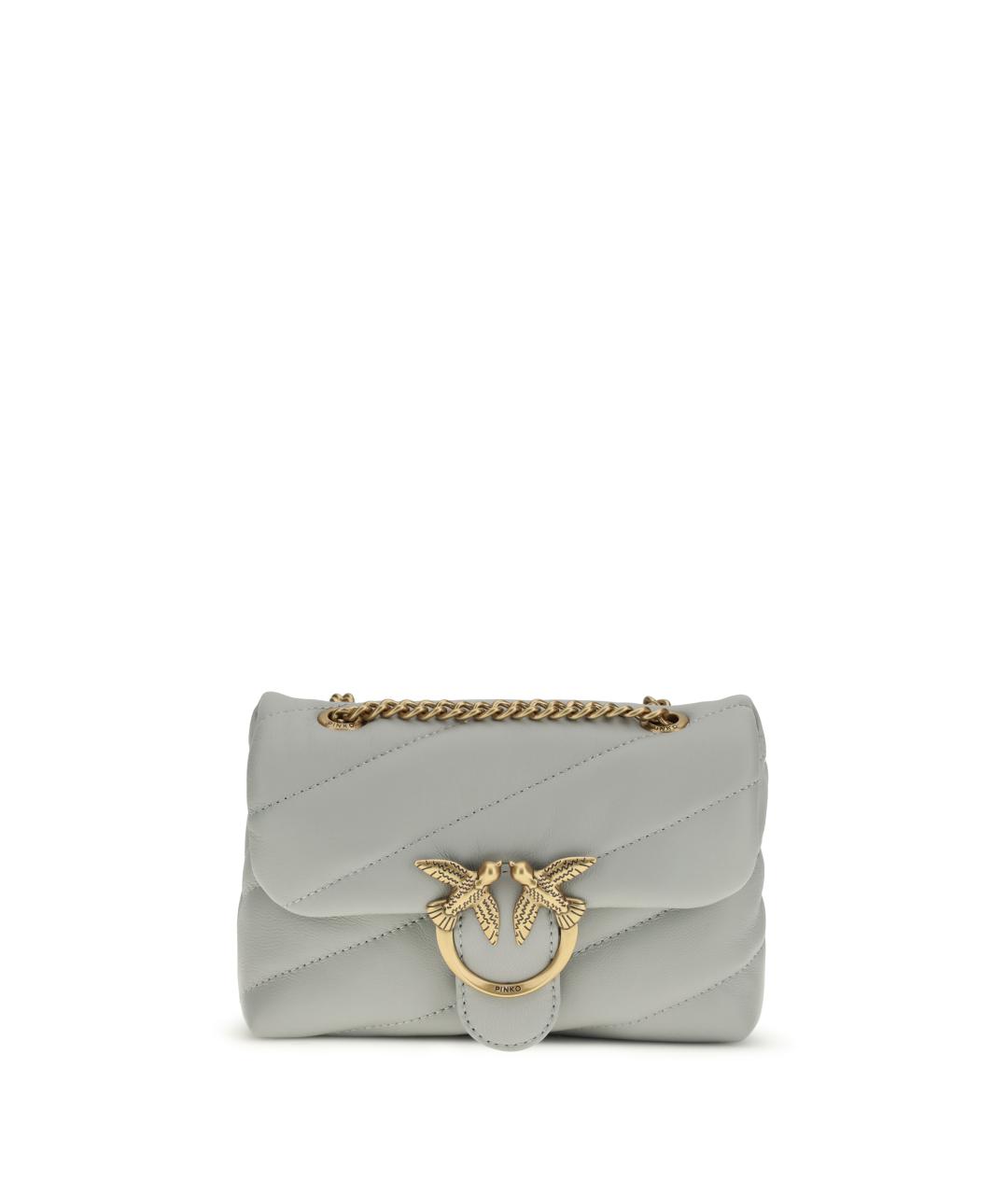 PINKO Серая кожаная сумка через плечо, фото 1