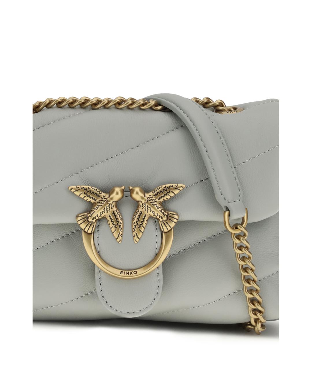 PINKO Серая кожаная сумка через плечо, фото 4
