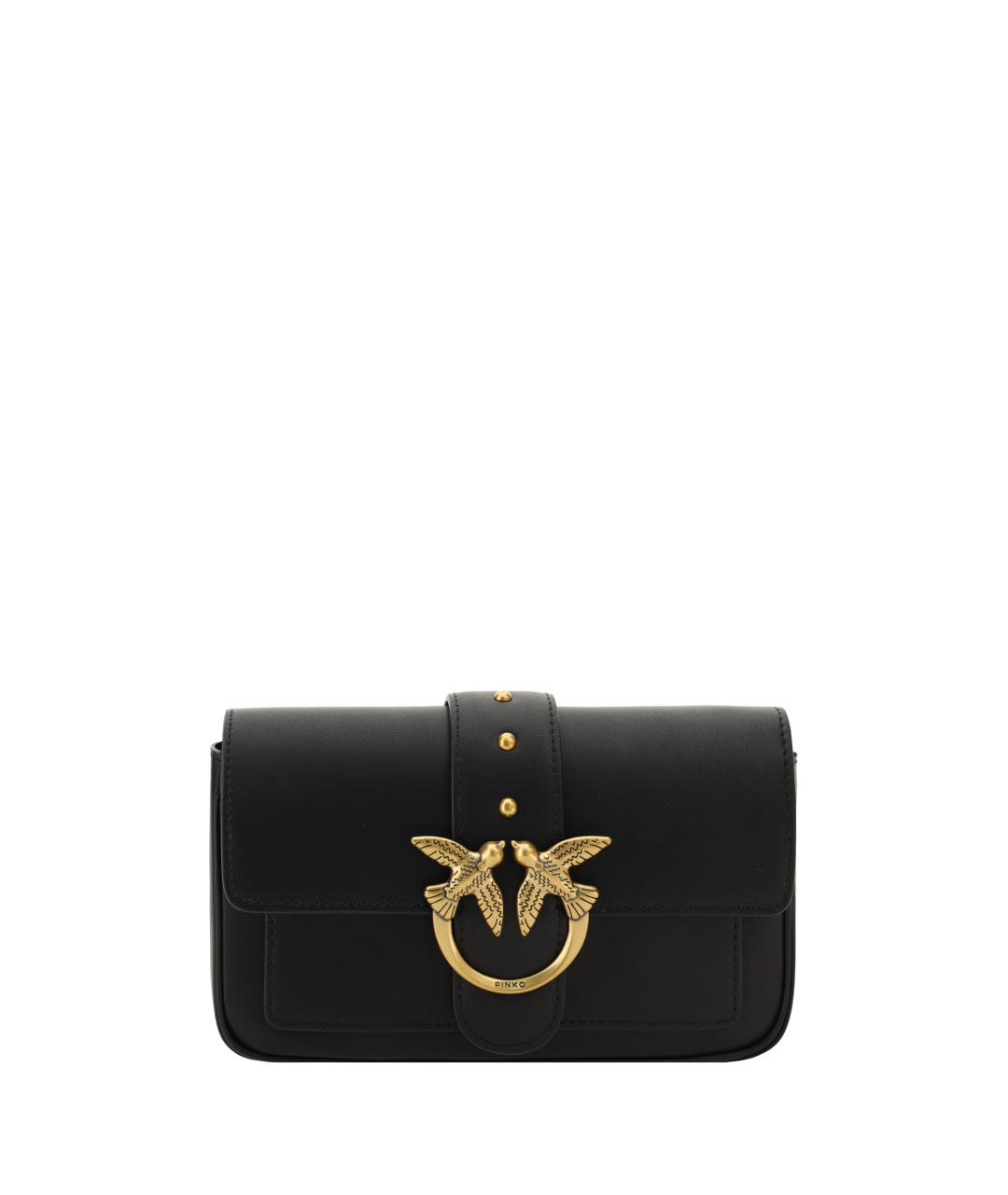 PINKO Черная кожаная сумка через плечо, фото 1