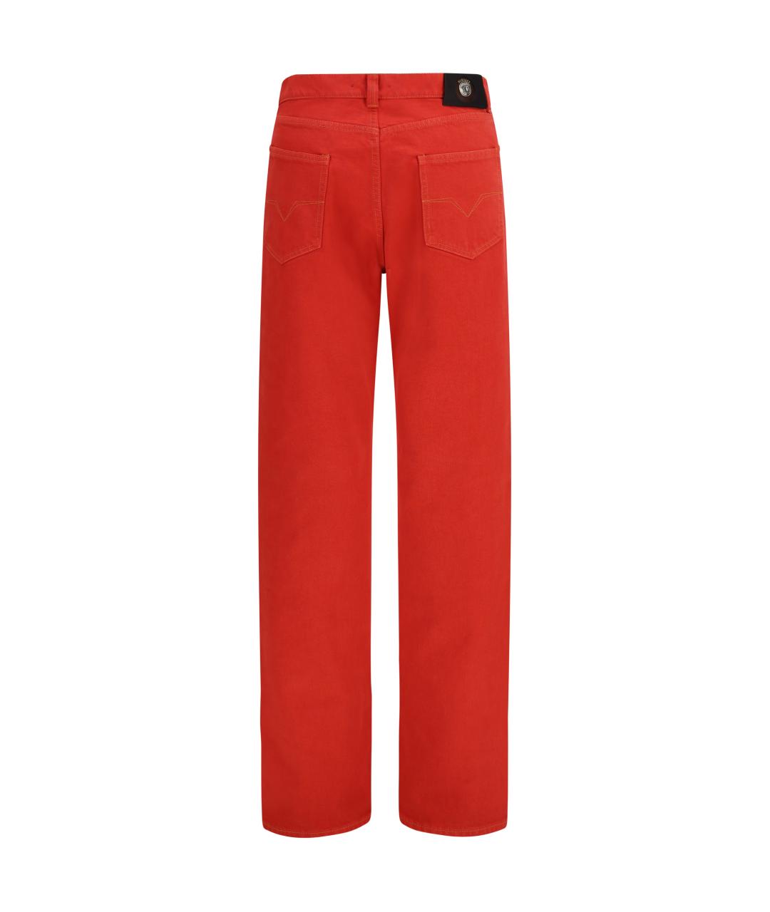 VERSACE Красные хлопковые прямые джинсы, фото 2