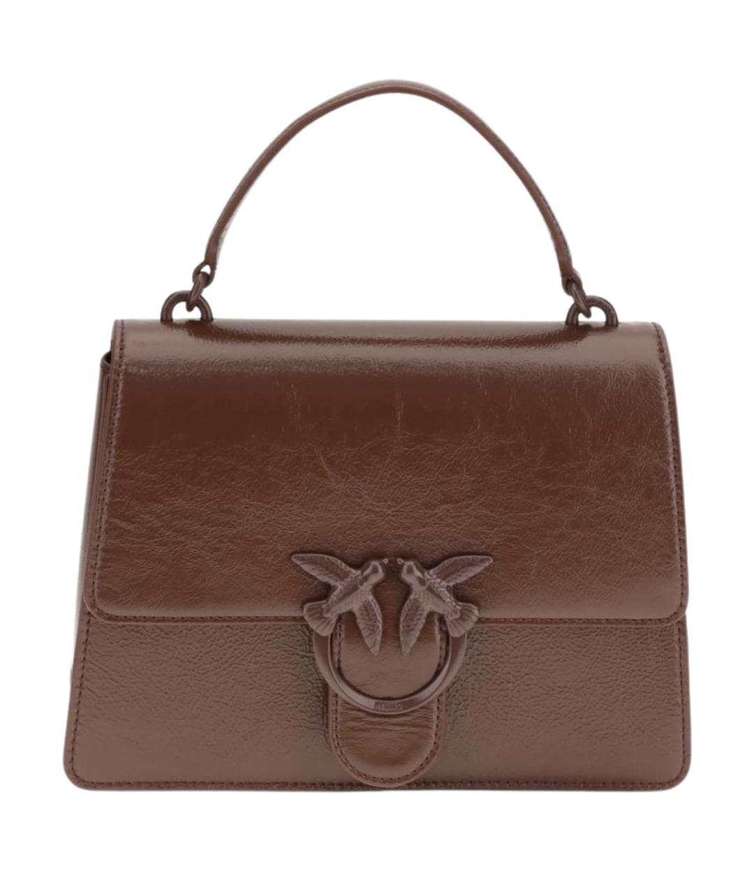 PINKO Бордовая кожаная сумка с короткими ручками, фото 1