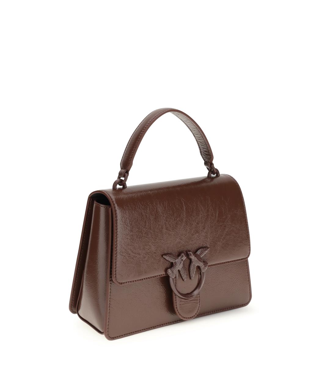 PINKO Бордовая кожаная сумка с короткими ручками, фото 2