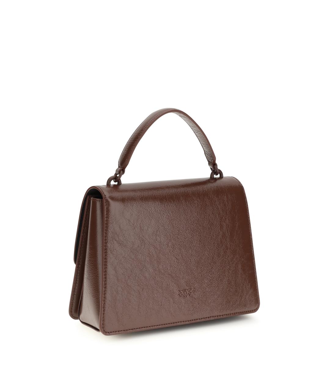 PINKO Бордовая кожаная сумка с короткими ручками, фото 3