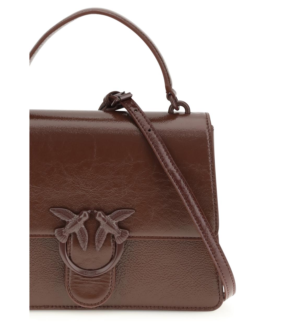 PINKO Бордовая кожаная сумка с короткими ручками, фото 4