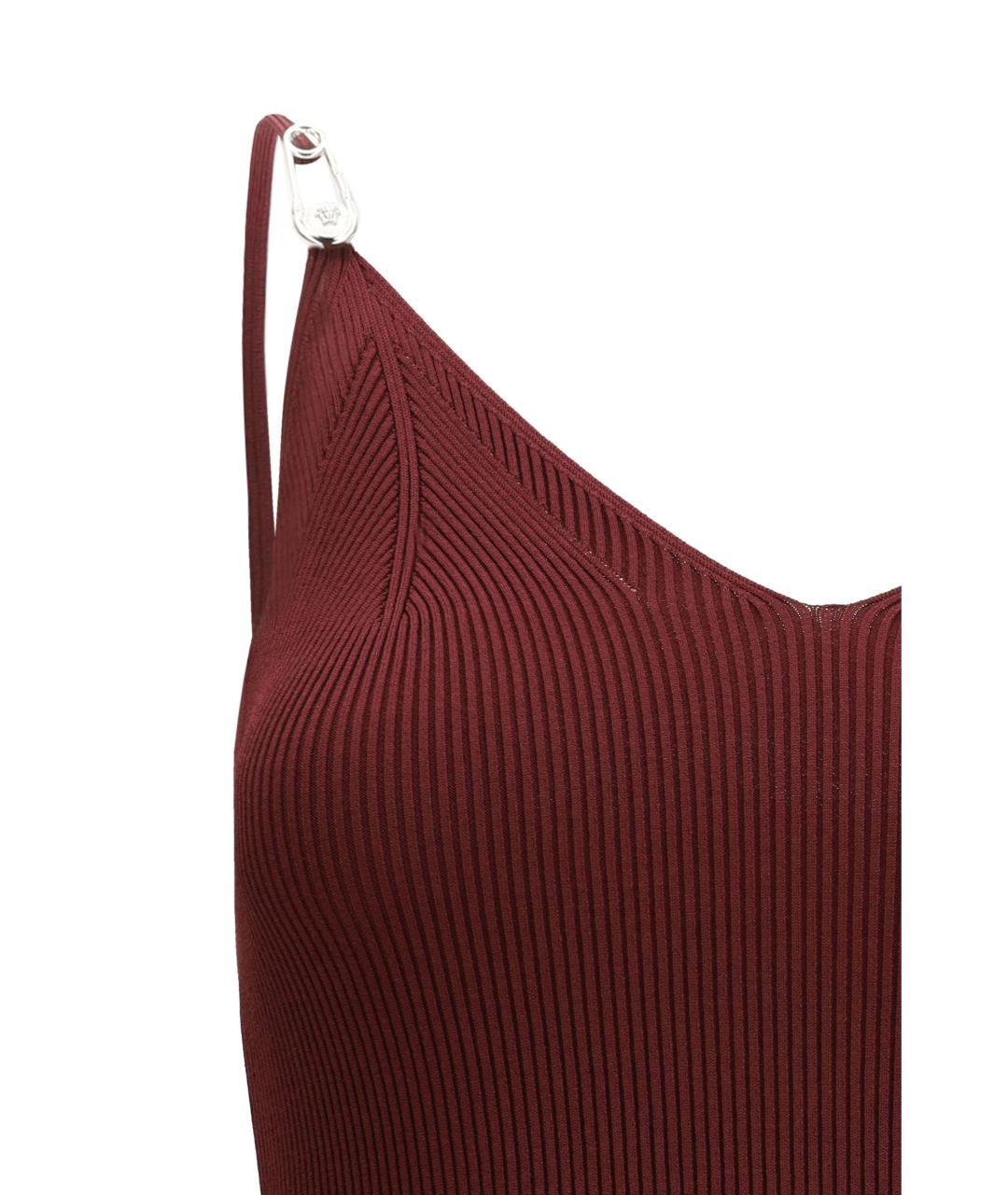 VERSACE Бордовое вискозное коктейльное платье, фото 3