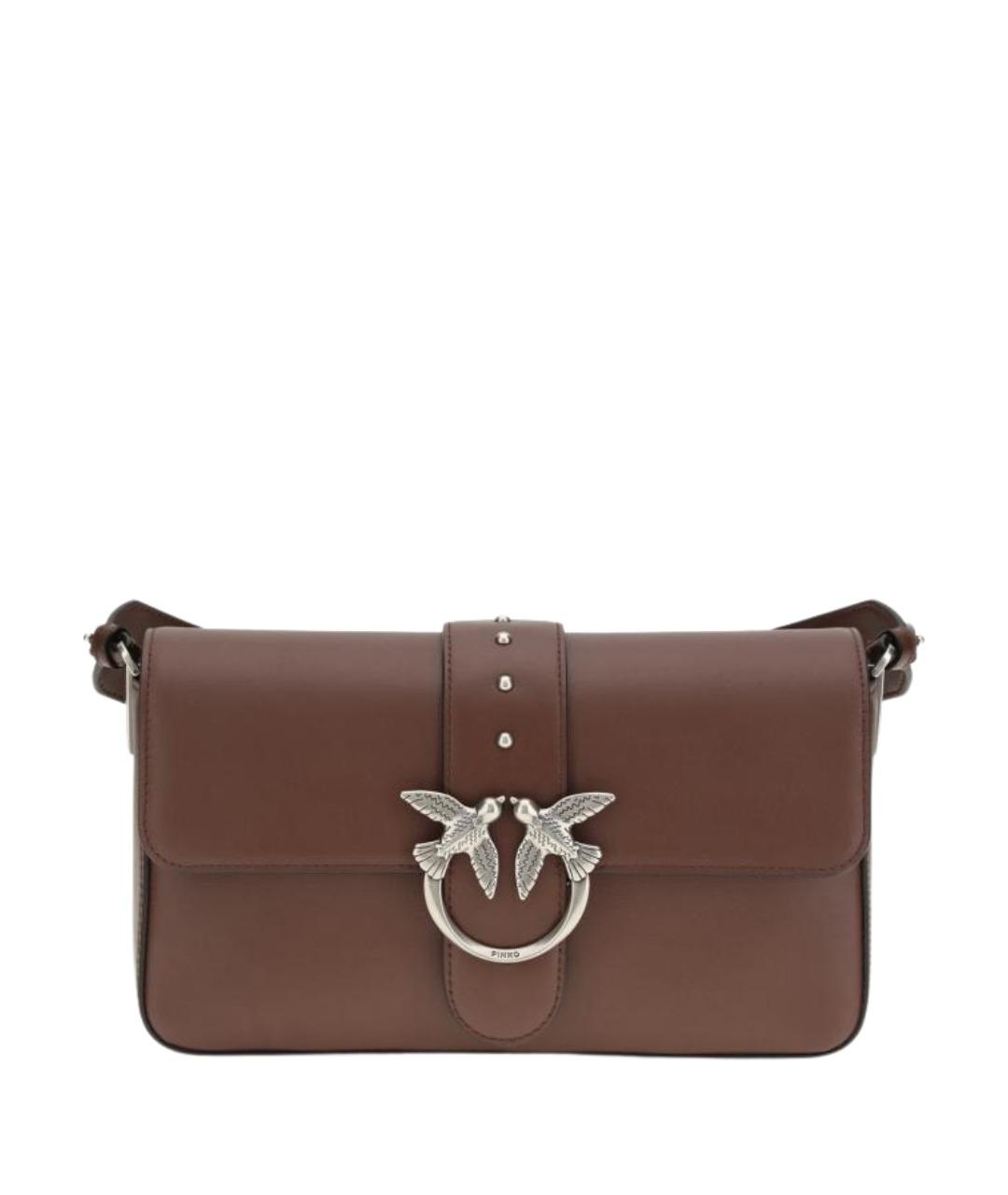 PINKO Коричневая кожаная сумка через плечо, фото 1